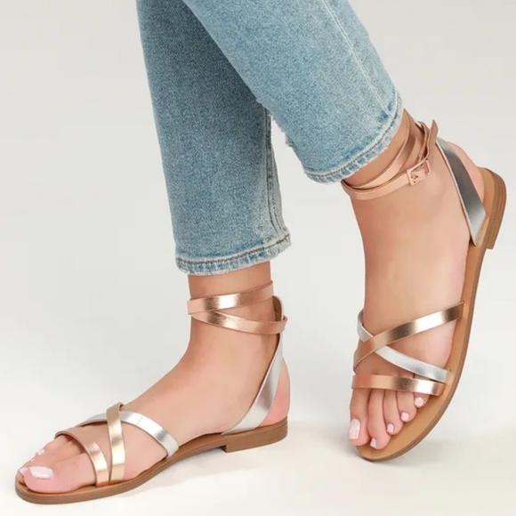 Pretty Steven Steve Madden Metallic Leather Sandal - Picture 5 of 7